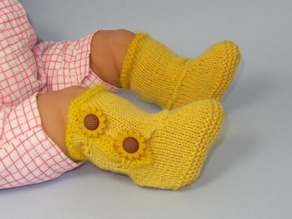 Baby Sunflower Button Booties