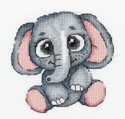 Klart Baby Elephant Cross Stitch Kit - 14.5cm x 15cm