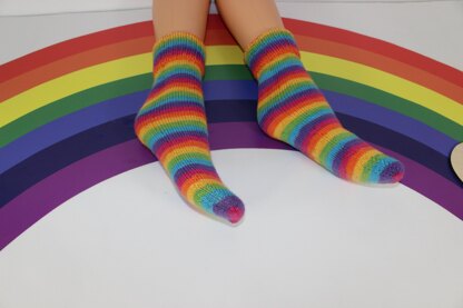 Ladies Very Easy No Heel rainbow Socks Circular