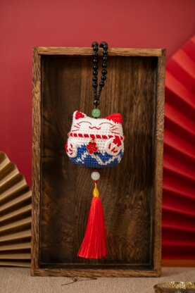 Auspicious Animals - Blue Fortune Cat Pendant