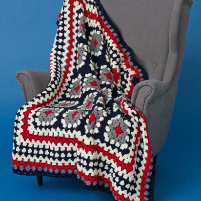 Patriotic Granny Throw in Caron United - Downloadable PDF