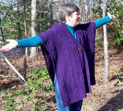 Plum Perfect Cabled Cape