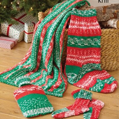 Blanket, Socks, Stocking and Hot Water Bottle Cover in King Cole Fjord DK - P5942 - Leaflet