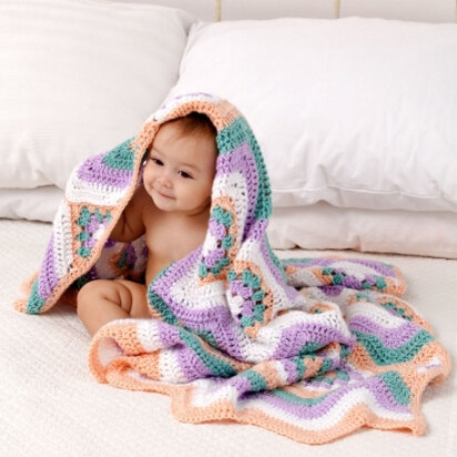 Baby Granny Stripes Blanket in Caron Simply Soft - Downloadable PDF