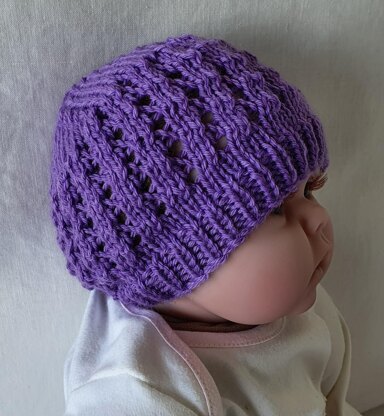 Lizzy - Prem and newborn slanting eyelet beanie