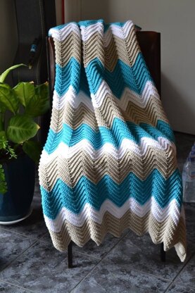 Simple triple colorway Chevron Afghan