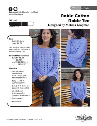 Noble Tee in Cascade Yarns Noble Cotton - DK623 - Downloadable PDF