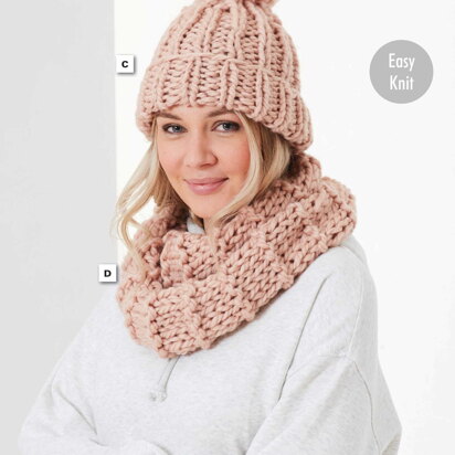 Hats, Headband, Snoods, Polo Neck and Loop Knitted in King Cole Rosarium - 5756 - Downloadable PDF