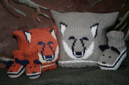 Fox and Wolf Cub Baby Hat and Booties