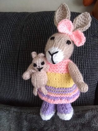 Bedtime Bunny and sleeping bag - knitted rabbit