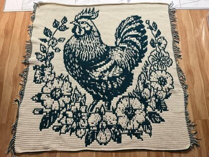 Floral Flock Chicken Mosaic Blanket