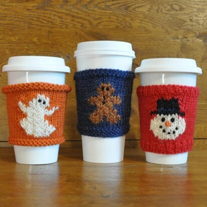 Coffee Cozies  Ghost-Gingerbread-Snowman Set