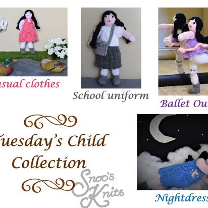 Tuesday's Child Collection Dress-Up Doll Clothes Knitting Pattern Snoo's Knits