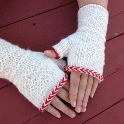 Twined Knitted Fingerless Mitts