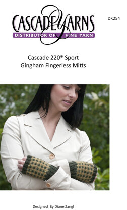 Gingham Fingerless Mitts in Cascade 220 - DK254