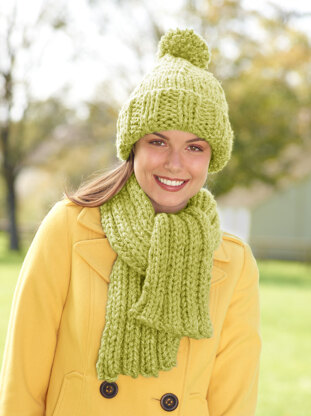 Hat And Scarf Set in Lion Brand Hometown USA - L10447B