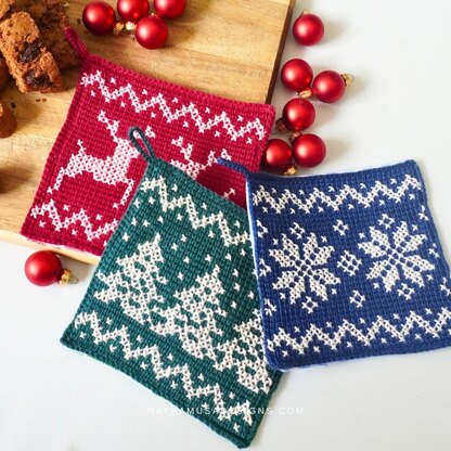 Tunisian Christmas Potholders