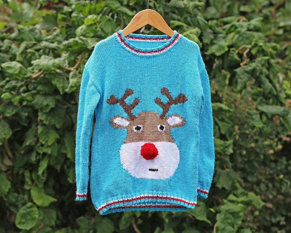 Rudolph Christmas Sweater (no 110) to fit child to 13 years old