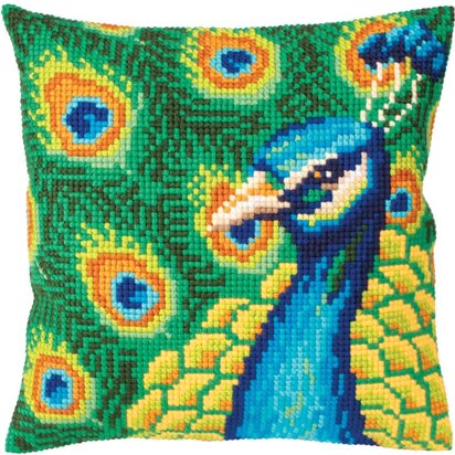 Collection D'Art Proud Peacock Cross Stitch Cushion Kit - 40cm x 40cm