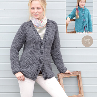 Raglan Cardigans in Hayfield Super Chunky with Wool and Ultra with Wool - 9746