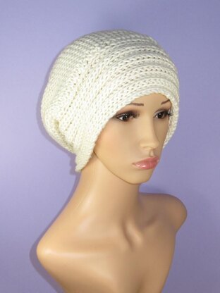 Chunky Rib Band Garter Stitch Slouch Hat