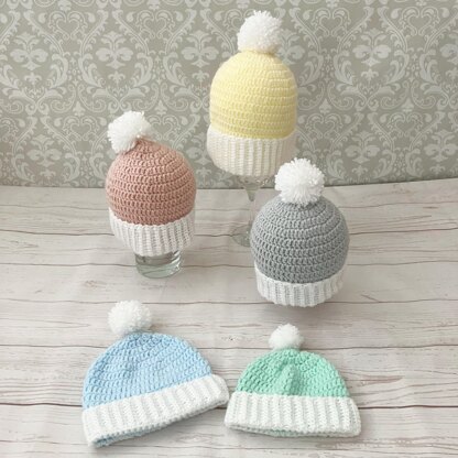 Baby Hat Crochet Pattern ( 5 Sizes ) # 503