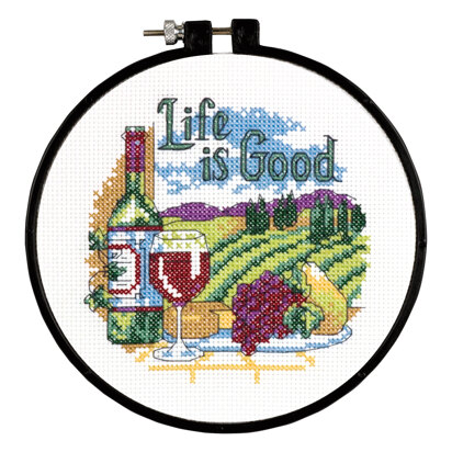 Dimensionen „Life is Good Learn-a-Craft“ Kreuzstich-Packung