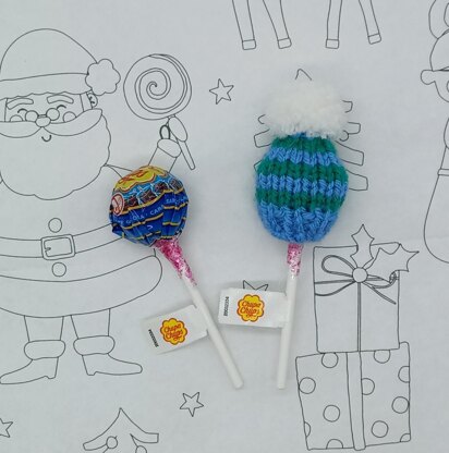 PDF Christmas Lollipop Hat Topper Knitting Pattern Chupa-Chup Sweeties Stocking Filler