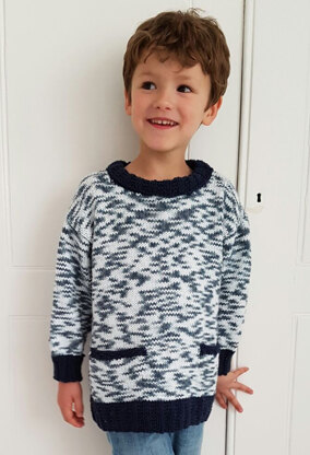 "Tunic with Contrast Edgings" - Tunic Knitting Pattern For Boys in Debbie Bliss Cotton DK and Debbie Bliss Cotton DK Print