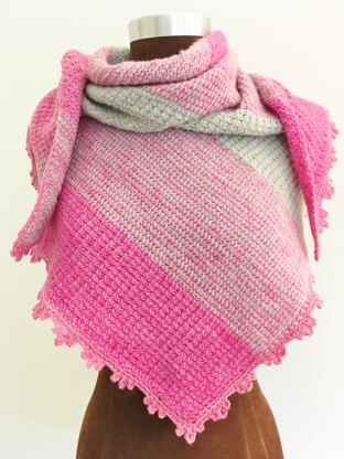 Pink and Grey Striped Shawl