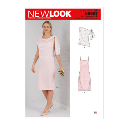 New Look N6653 Misses' Dress With Shoulder Tie Topper 6653 - Paper Pattern, Size 8-10-12-14-16-18-20