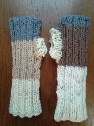 Brown and Gray Fingerless Gloves