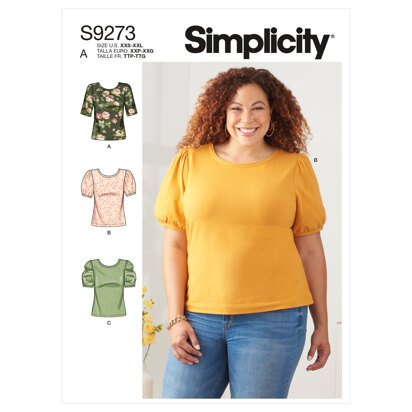 Simplicity Misses' Knit Tops With Scoop Neck & Sleeve Variations S9273 - Paper Pattern, Size A (XXS-XS-S-M-L-XL-XXL)