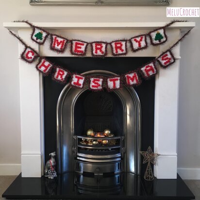 Merry Christmas Bunting decoration pattern by Melu Crochet