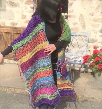 Rainbow Ruana Boho Poncho