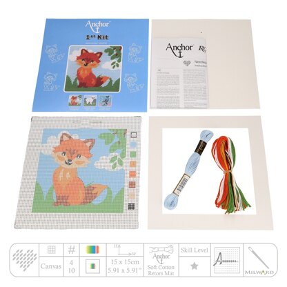 Anchor 1st Kit - Friendly Fox Tapestry Kit - 15cm x 15cm