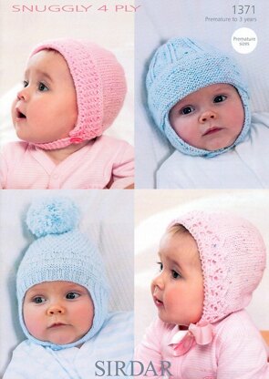 Baby's Bonnets and Helmets in Sirdar Snuggly 4 Ply - 1371