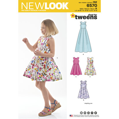 New Look 6570 Girl's Dress in Two Lengths 6570 - Paper Pattern, Size A (8-10-12-14-16)