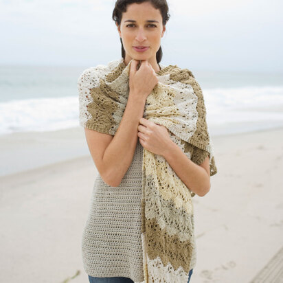 Semi-Tropical Shawl in Lion Brand Cotton-Ease - 90444AD - knitting pattern