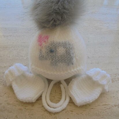 Baby Girl Hat And Mittens