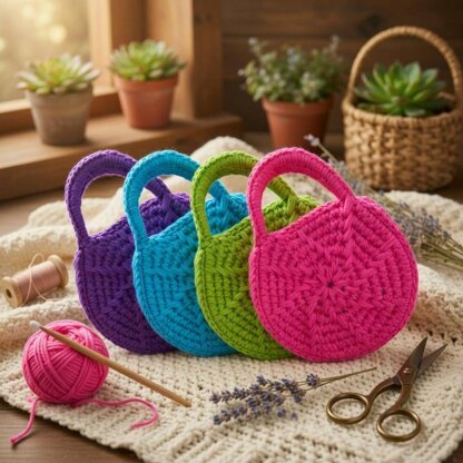 Crochet Round Bag / Tote Pattern + Video Tutorial (English Only)