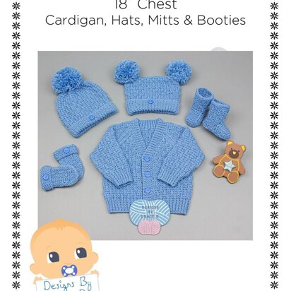 Harris baby knitting pattern cardigan, hats, mitts & booties