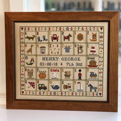 Historical Sampler Company V is for Van Birth Sampler Cross Stitch Kit - 30cm x 26cm