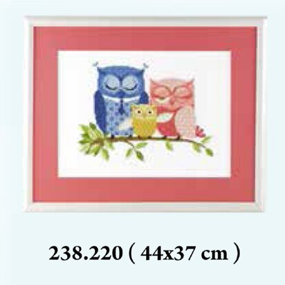 Pako Owl Family Counted Cross Stitch Kit - 44x37 cm