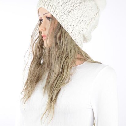 Leah Knit Pompom Hat #814 - knitting pattern
