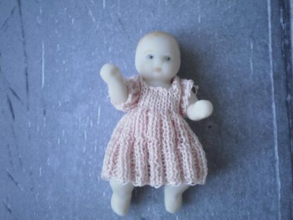 Pleated baby dress for 1/12th scale miniature doll