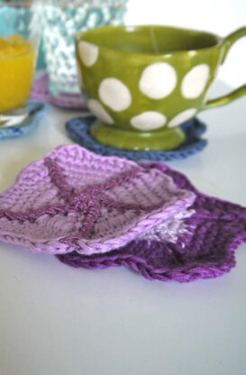 Petunia Blossom Coasters in Berroco Captiva and Modern Cotton - Downloadable PDF