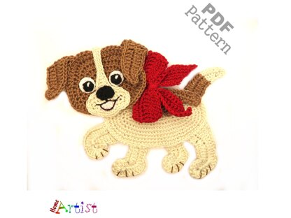 Puppy dog crochet applique pattern