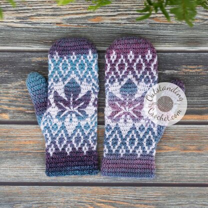 Star Leaf Mosaic Mittens Crochet pattern by Natalia Kononova