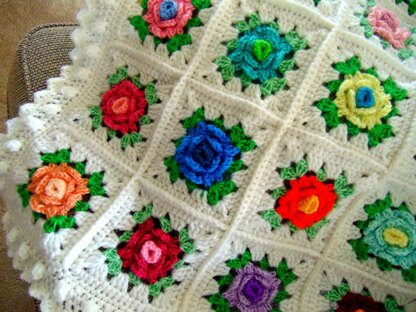Granny Two-Color Rose Afghan